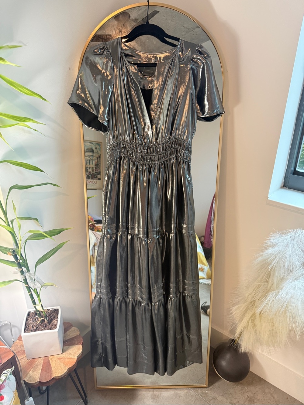 NWOT Anthropologie The Somerset Maxi Dress: Metallic Edition